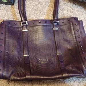 Guess Mahogany colored reptile texture satchel.